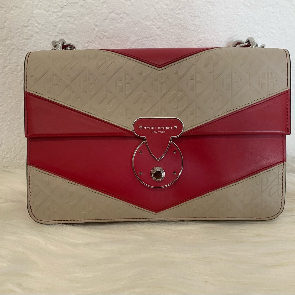 Henri Bendel Red and Beige Crossbody Bag